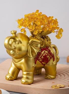 新艺中式招进宝福字大象树TYW脂工品摆件厅财玄关电客视柜装饰品