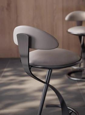 现属代椅简约不锈JK124648钢高脚凳家用岛台酒店皮艺金用吧台靠背