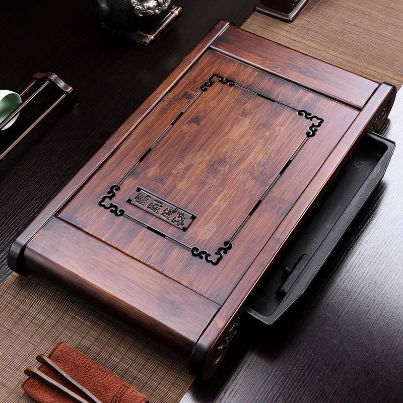 九竹新竹茶中款式复古雅家储用客盘厅茶具排水会客茶台九涛抽屉式