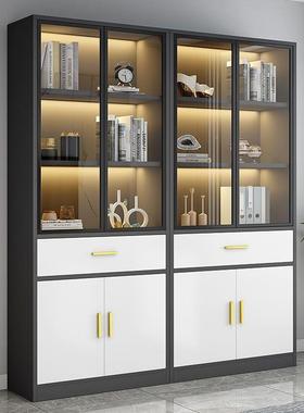 玻璃门书柜用靠墙地组书合架收落纳家储物柜展示GLV柜文件柜