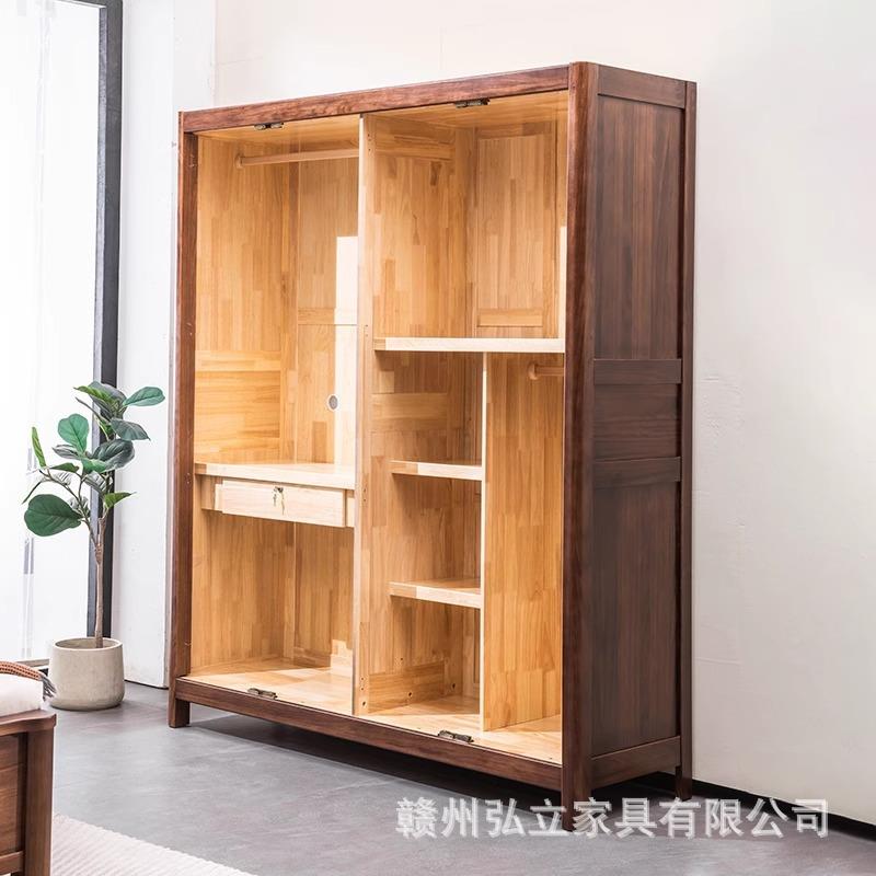 实衣三四门五门卧室简黑胡约桃新中式开木门储物大无品牌/衣橱收