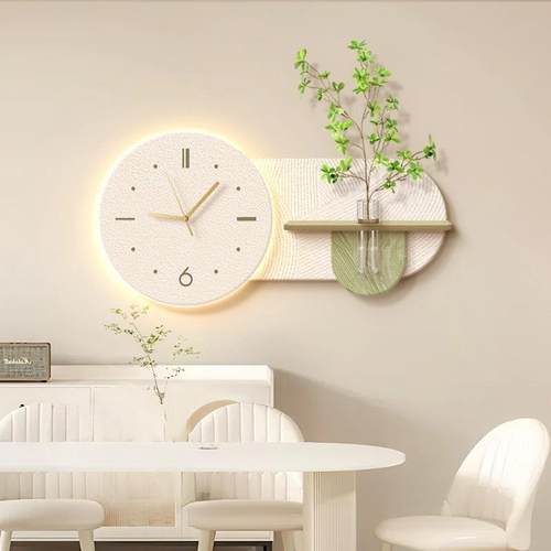 餐奶0油风厅饰画钟表挂钟客YDM厅225装新款水培绿植挂画餐桌壁画