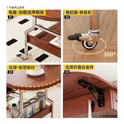 中古风可折茶几边几可移动HFG收客纳家推用小叠户型厅移动圆桌阳