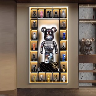 带灯暴力熊玄关装饰画氛围灯光画入户门正对墙挂画高级感走廊壁灯