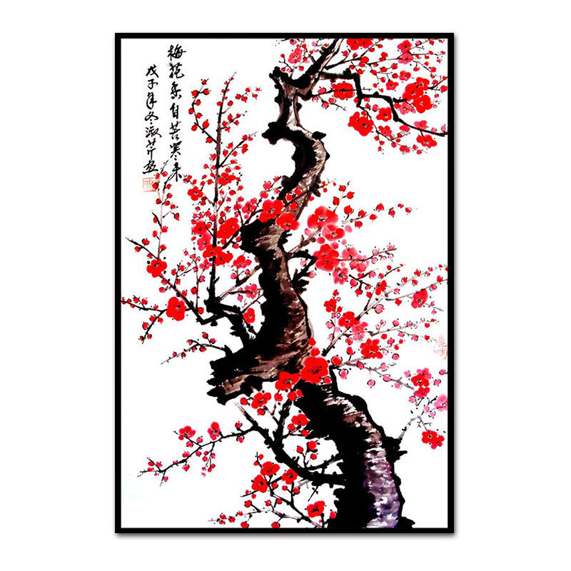 有寓意 梅花寒梅榆叶梅 diy数字油画手绘填色 手工减压涂色油彩画