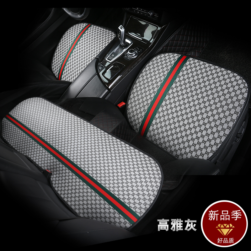 汽车坐垫无靠背三件单片可爱透气免绑座椅轿车布艺四季通用座垫