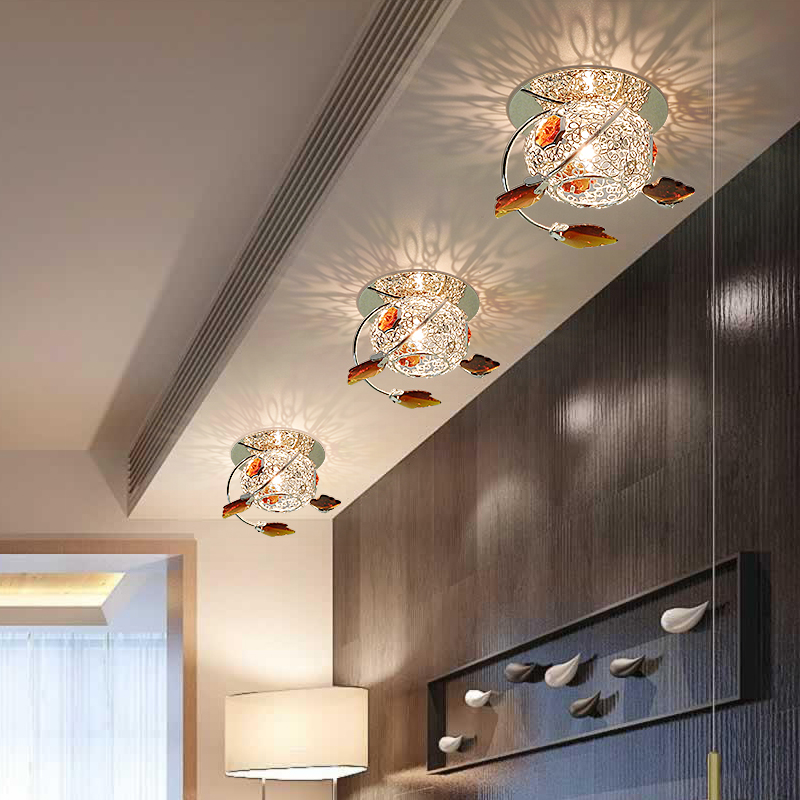 客厅艺术装饰天花灯水晶过道灯走廊灯嵌入式筒灯射灯家用暗装孔灯