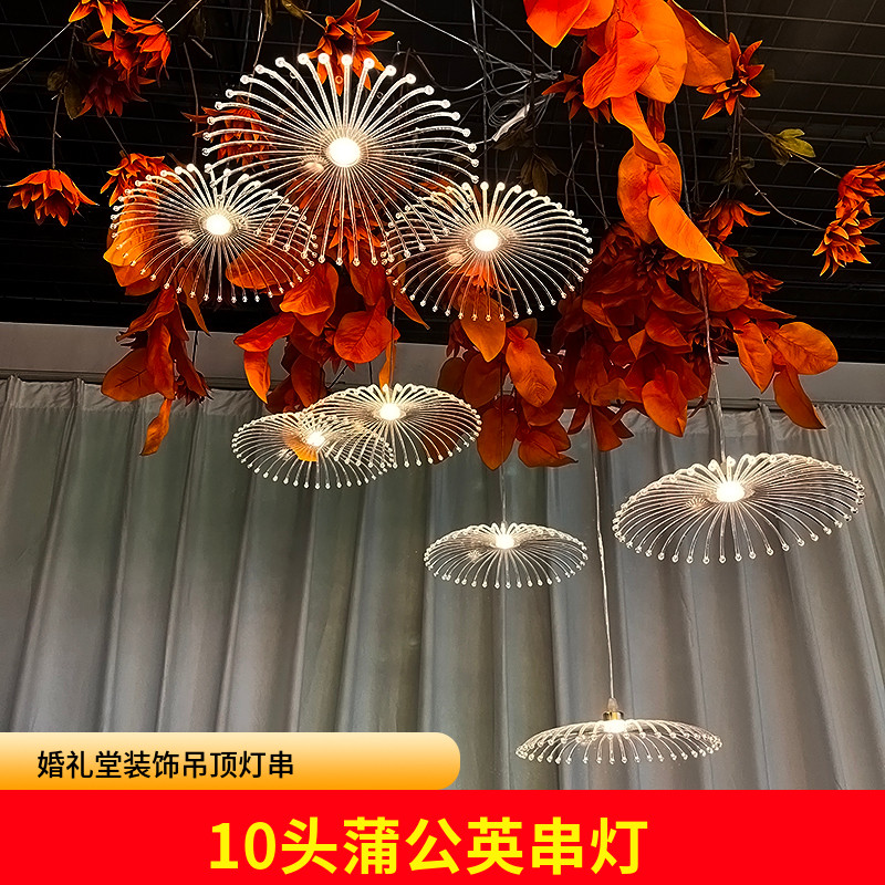 婚庆道具吊顶串灯创意蒲公英10头酒店婚礼堂商场美陈装饰橱窗布置