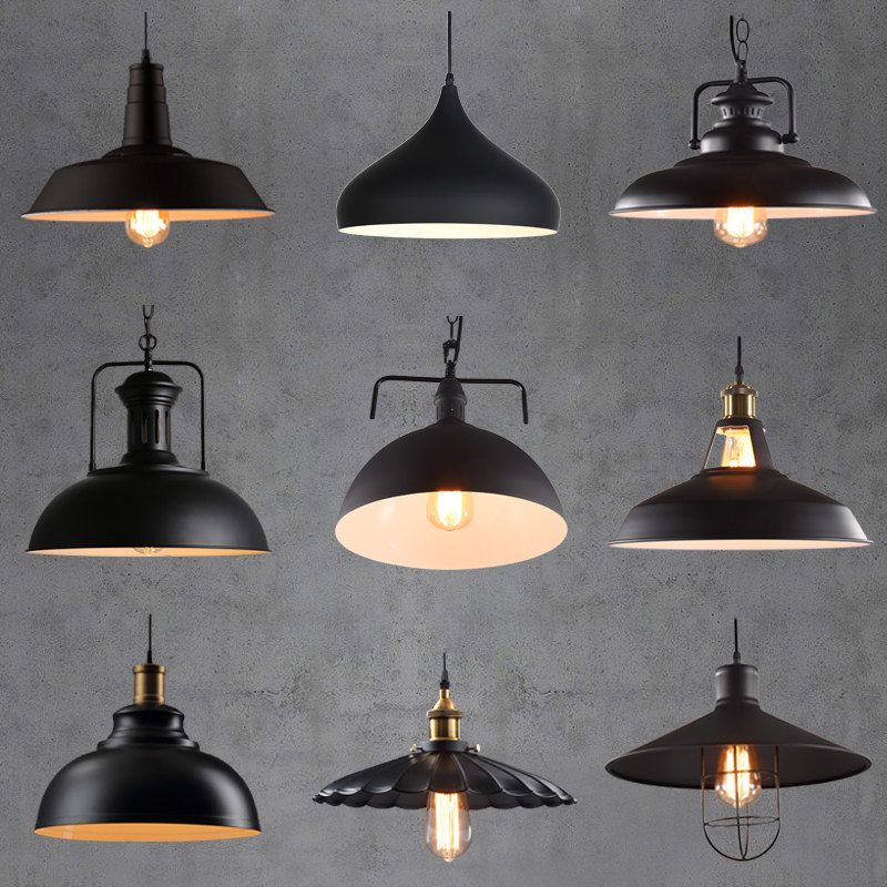 loft餐厅吊灯创意复古工业风吊灯个性吧台办公室单头铁艺锅盖吊灯