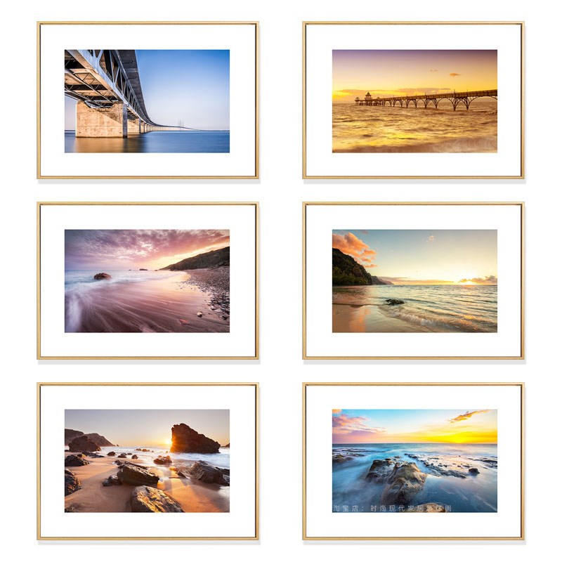 客厅沙发背景墙装饰画温馨治愈海景餐厅挂画宾馆酒店民宿床头壁画