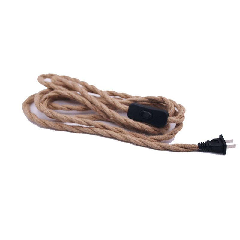 台灯落地灯吊灯带插头翘班按钮控制开关复古麻绳电线插头开关配件