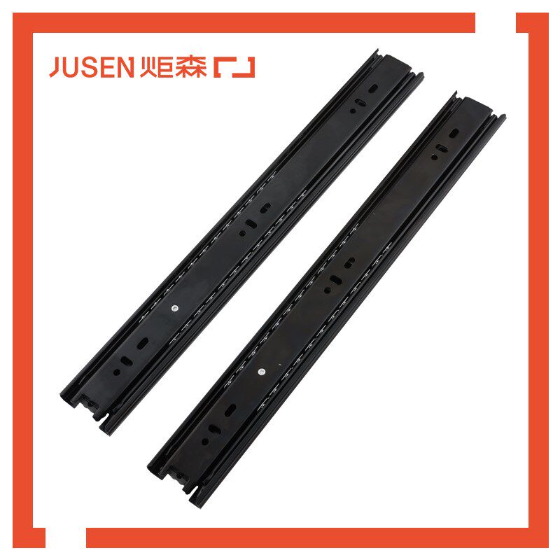 Jusen炬森抽屉三节轨静音滚珠轨道滑道电脑桌键盘托架橱柜滑轨图片