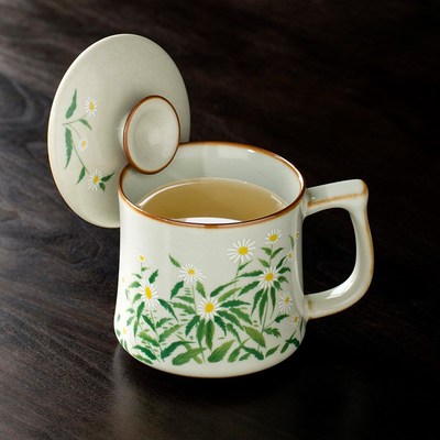 汝窑小雏菊陶瓷泡茶杯大容量喝茶水杯家用办公室个人专用定制杯子