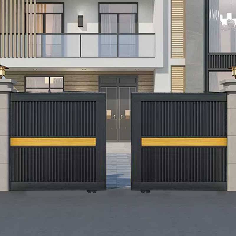 庭院门铝合金别墅对开铁艺户外院子门不锈钢自建房入户电动平移门