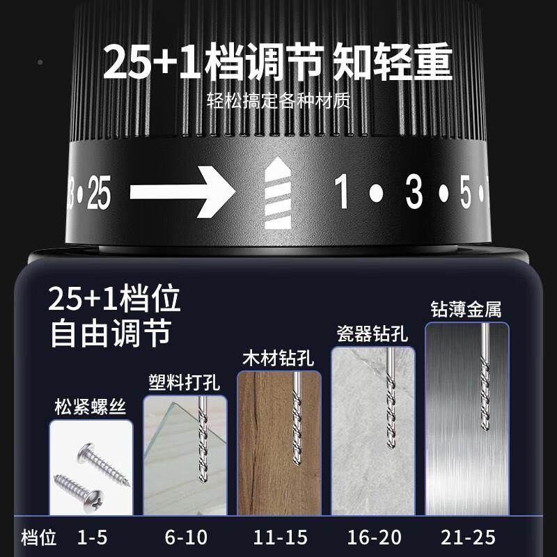 锂电钻家大功率铜芯电钻手电钻PWI电钻多充功能工用具电动工具套