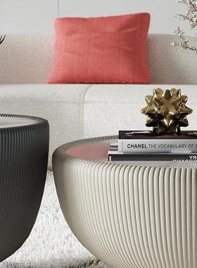 意式轻家奢岩板大小几组合圆碗形整装现代茶简约油风用客厅茶PVT