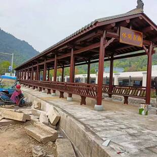 仿古树脂瓦长廊古建长廊凉亭古建防腐木长廊公园休闲文化走廊
