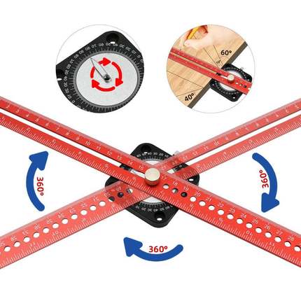 木工盘划垂线尺铝金画圆规UNZ平行/直过线尺T型合画线罗尺标记工