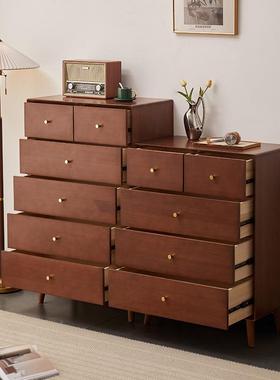 全实木五QNH斗柜轻奢卧收纳室置物柜现简约客厅桃胡色代六斗橱抽