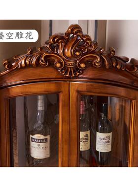 转书桌书柜欧卧式酒柜全木墙角UIU靠墙书房转角室角弧形三实角柜