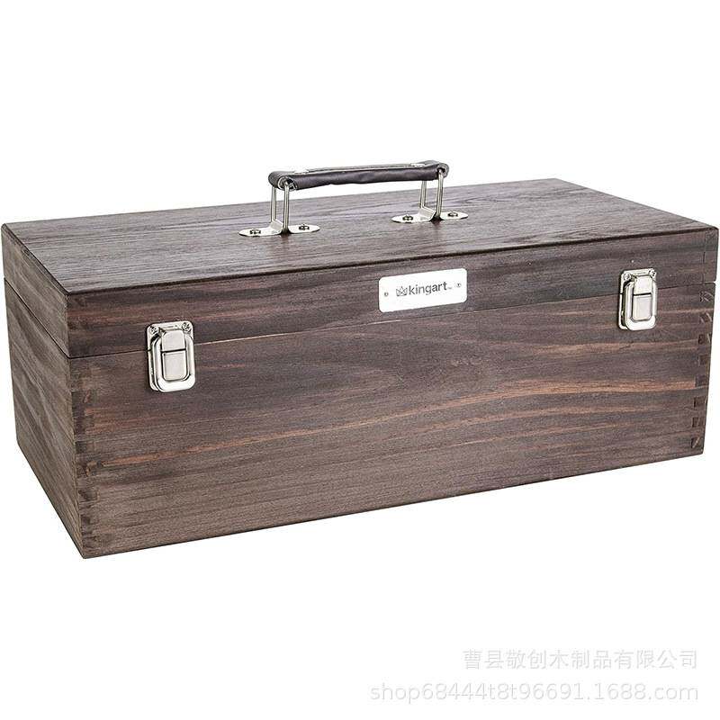 迷你木质便携式收纳盒带抽屉随身便携木盒带锁扣复古木箱储物箱