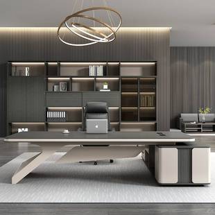 现代简约董事长总裁桌老板办公桌经理时尚大班台办公室桌椅组合
