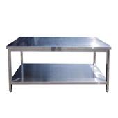 201 304带背板双层不DIE锈工靠作台厨房操作台背厨房工钢作桌打包