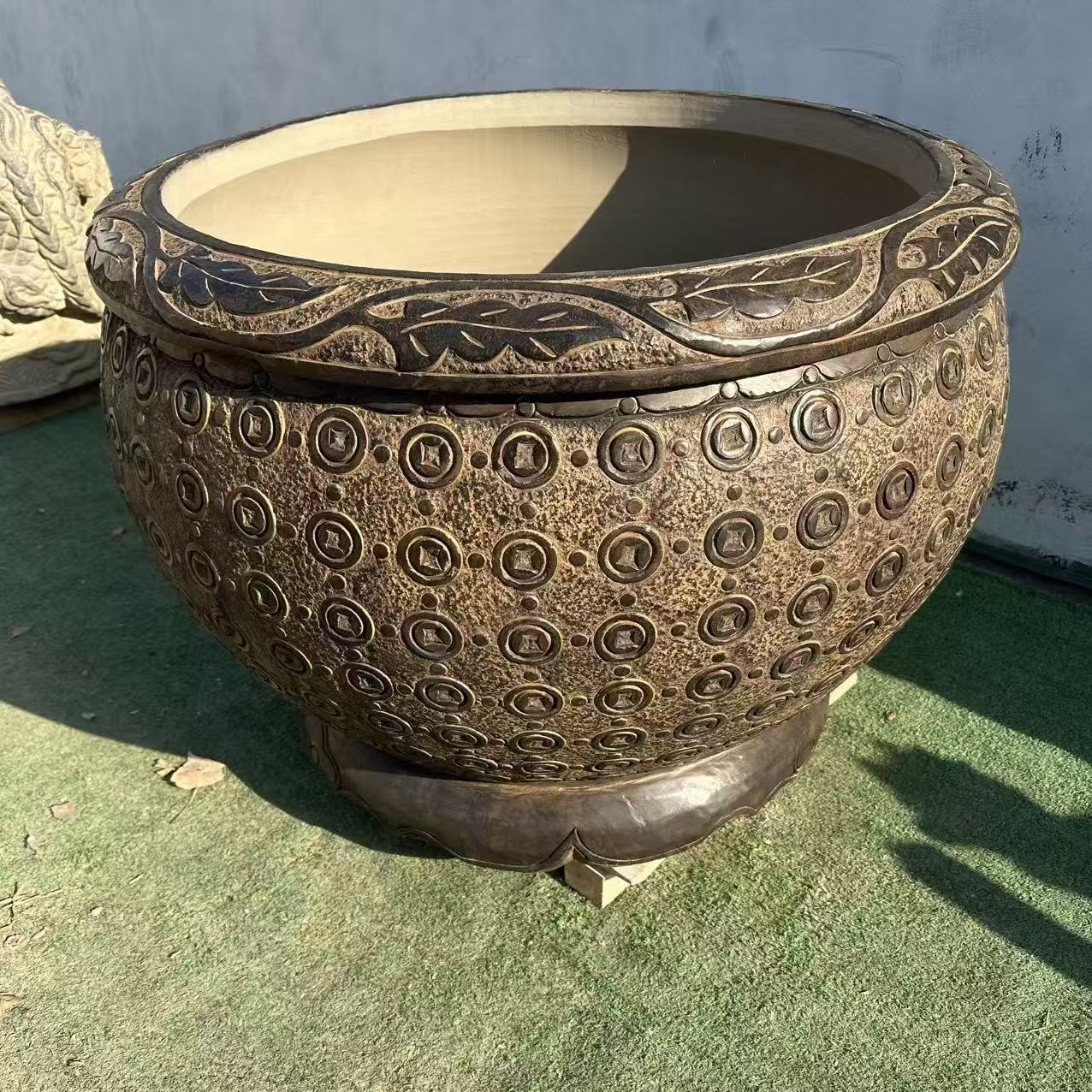 户外石缸青石鱼缸景区庭院门口仿古海大缸荷花缸聚宝盆石雕摆件