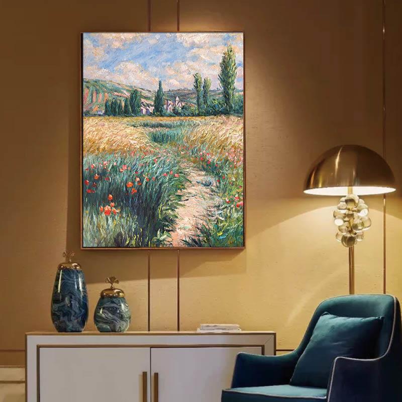 的莫奈画圣马丁SMDDS-01岛上式小路手工油名画新古典餐厅欧美式玄