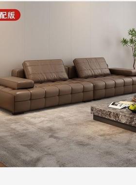 新款轻奢意式极简大风大别豪华客厅设计师墅小户型皮艺直AYH排气