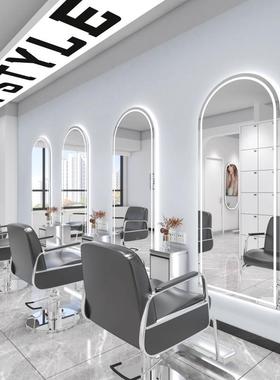 理发YFA店镜子带LE灯美发网台单面红潮D款发廊专用挂墙镜剪发烫染