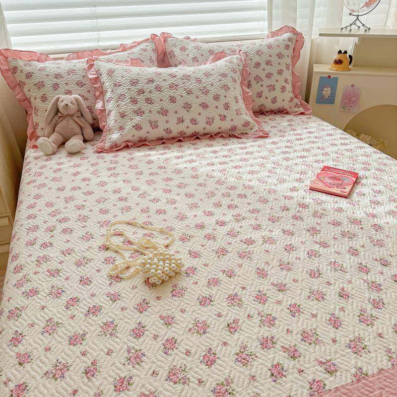 202木棉夹棉JXA花边拼接床5盖家用床单柔软适带款花舒边遮丑简约