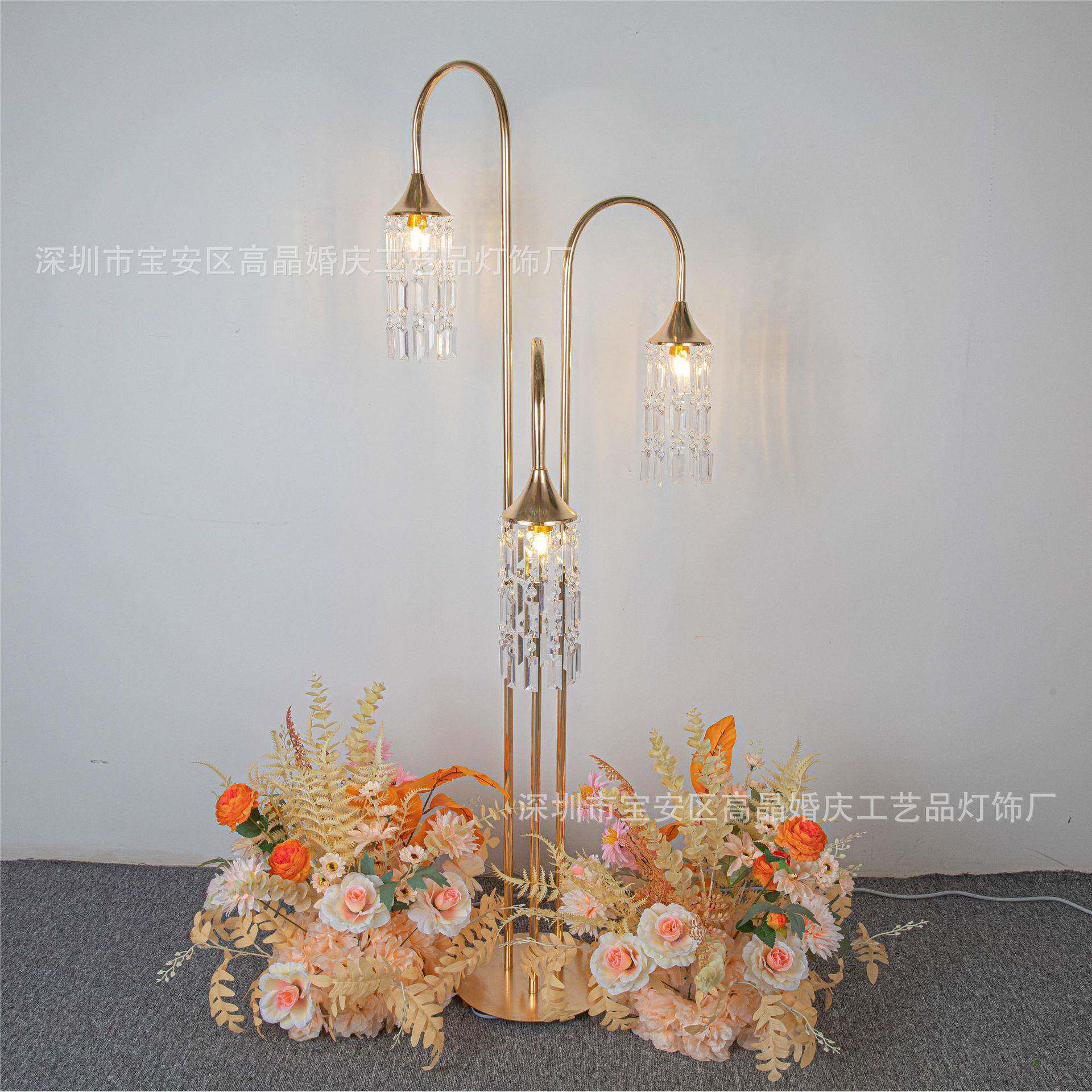 新款庆3头水礼晶路冰条IWX路引摆件婚舞台地排布婚置道具婚庆铁艺