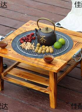 烤8Betc3tY老碳火盆式取炉火炉铸铁炭盆暖冬季家用实木烧烤架户外