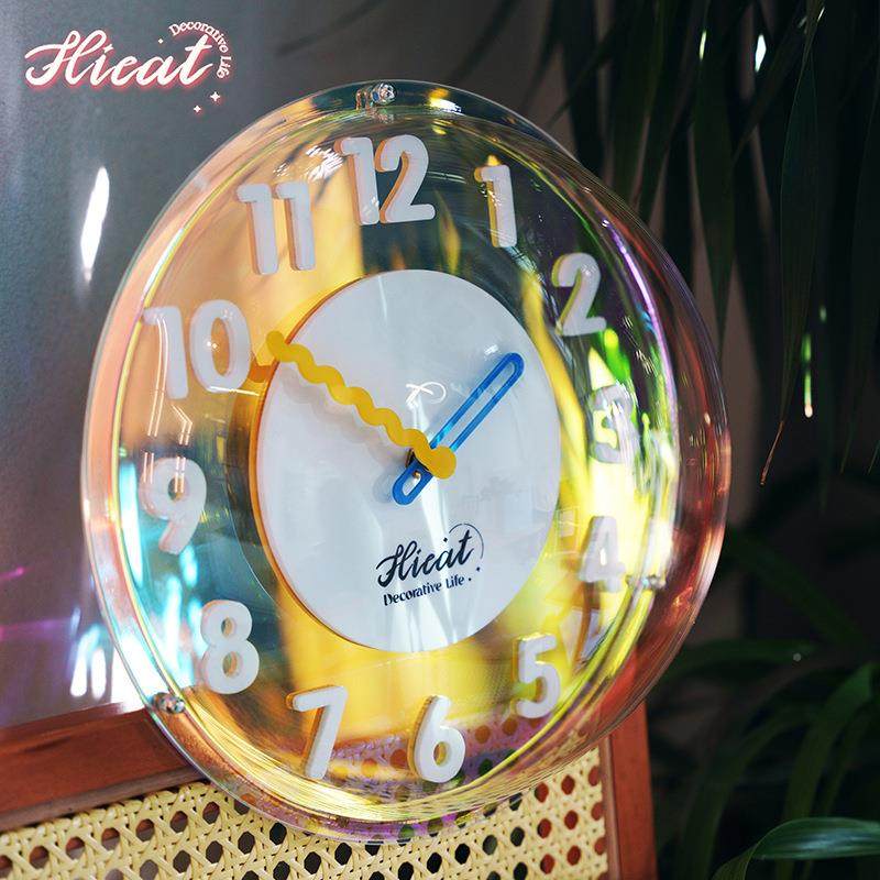 025性创意2炫彩风时钟表挂钟客厅LIN20274家用泡泡挂摆两用网红轻