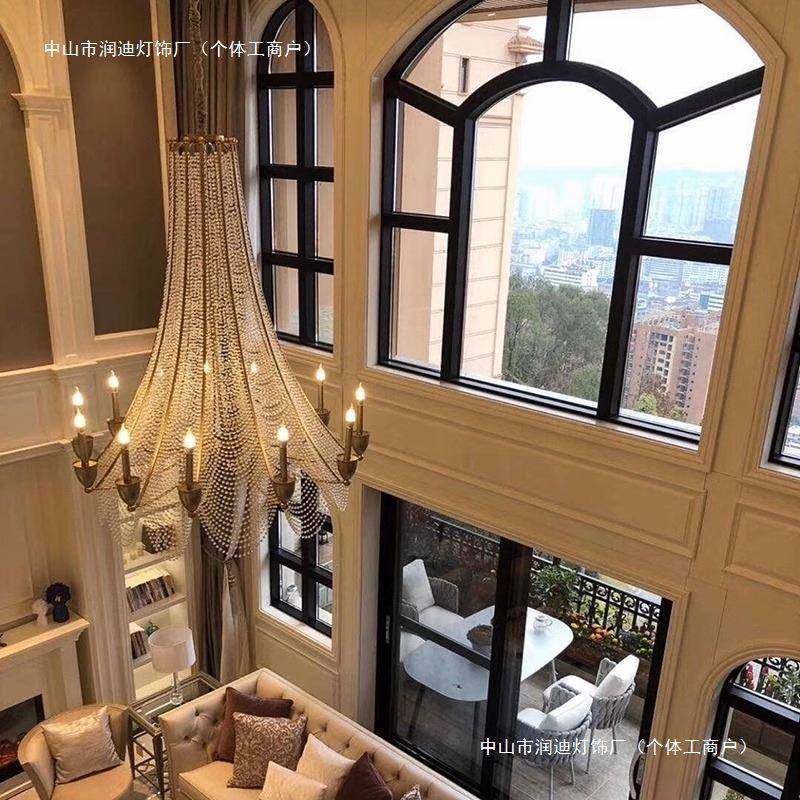 美式挑空晶客厅灯楼梯复式式楼别墅法水长吊灯大轻奢87跃层loft吊,家装灯饰光源,智能吊灯,淘宝优惠券,粉丝福利购,淘宝优惠卷