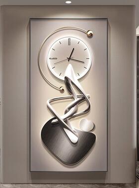 道现代简约玄NRY进关装饰画带时钟表led灯门挂入户画轻奢走廊过壁