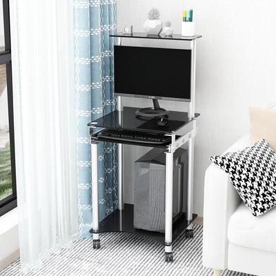 W迷脑你脑电脑桌小户型钢化玻璃电桌家BVF用台式桌可移6动小电桌