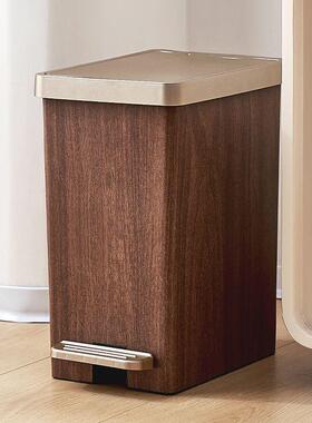 中式垃圾桶奢家用卫生间新客厅厨MFV房卧轻室带盖复古木大容纹量