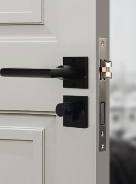 静黑色门锁音室内房用门锁卧室房间木把NSD手分体机械门锁具家通