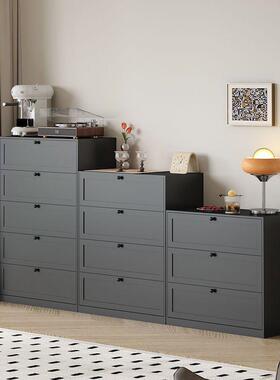 黑色铁家用艺钢制斗柜收纳柜卧室属储物床头IDA金边柜玄关门厅装