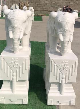 石雕对门墩象一石汉白玉家用青石鼓门口摆件石头门81503小当户对