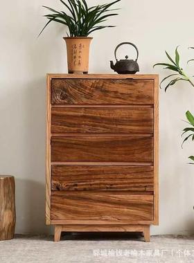 新中现式老榆木约五斗柜代简实客木抽屉柜卧室储物MZT柜厅电视柜