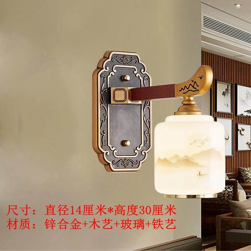 新中式壁灯客卧复室床厅过头朝下走廊道楼梯玄MYH关室内木质古墙