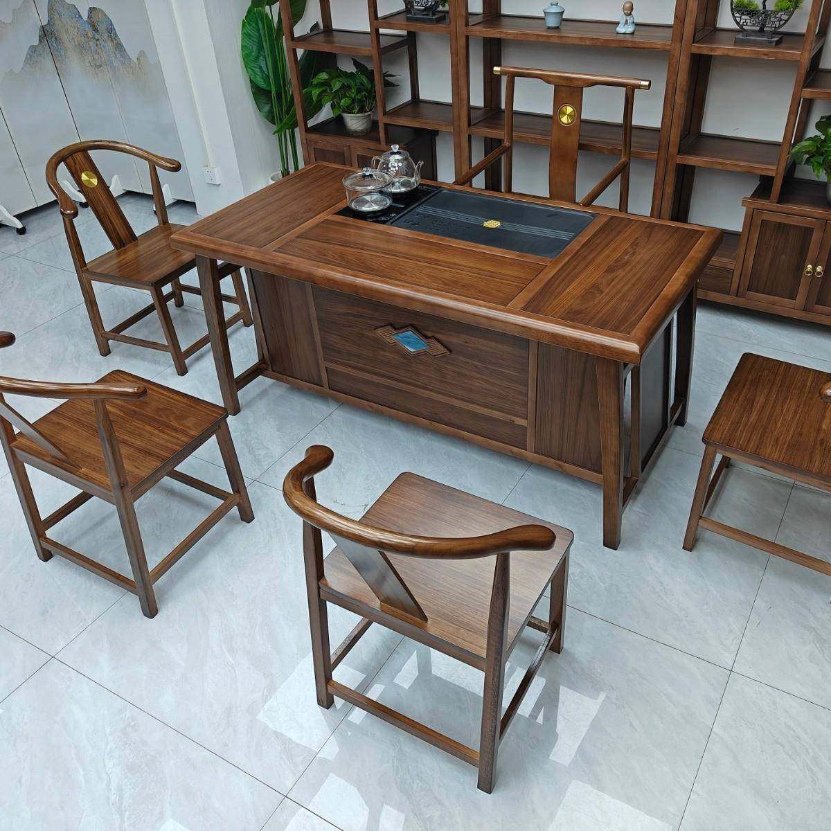 中式实木椅IHX茶桌组客厅家用智能烧新水壶一体办合公桌简约茶台,商业/办公家具,茶台/茶桌,淘宝优惠券,粉丝福利购,淘宝优惠卷
