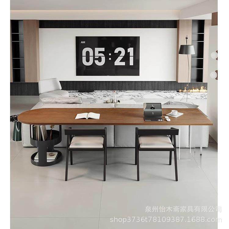 欧式简实木大书桌YMZ-157客沙发板长条厅创餐桌亚克力弧形意学习