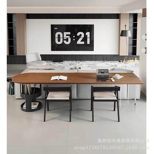 欧式简实木大书桌YMZ-157客沙发板长条厅创餐桌亚克力弧形意学习