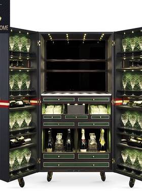 Trunks轻奢高端复古可移动酒柜别墅豪宅家用设计师款落地箱式酒柜