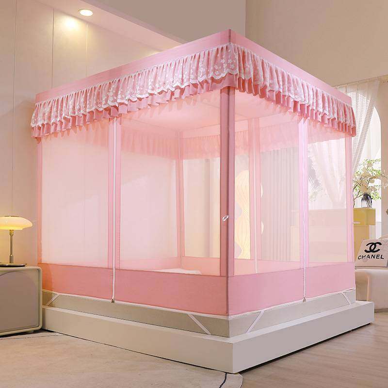 新款蚊帐三开门拉链家用卧室全包遮光防尘顶宝宝防掉床加密加厚