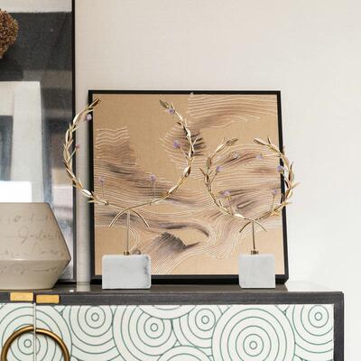 金枝玉叶艺环件家居客厅博古架书架书桌化妆台铁my024ABC植物花工